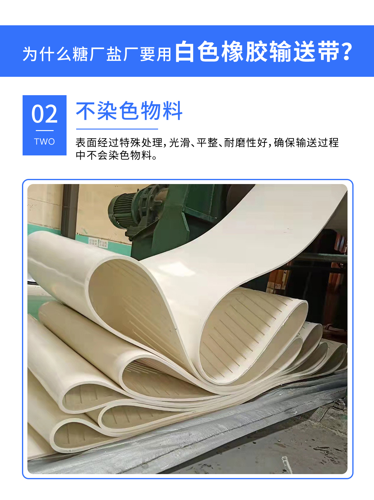 糖廠使用的白色橡膠輸送帶